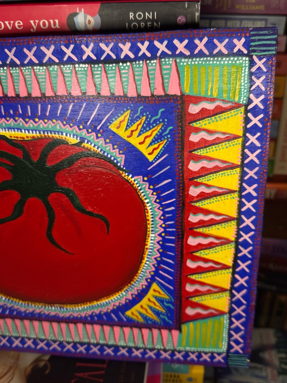 Handmade Red Tomato Pop Art Wall Decor Acrylic on Wood - Picture 3 of 12